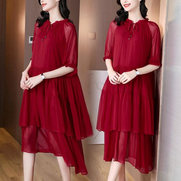 casual dresses coigarsam autumn dress women 2021 office lady french style full sleeve patchwork silk loose solid chiffon o-neck red, Black;gray
casual dresses coigarsam autumn dress women 2021 office lady french style full sleeve patchwork silk loose solid chiffon o-neck red, Black;gray
