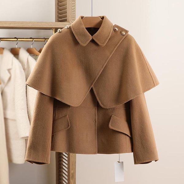 women's wool & blends double-face retro shawl cloak woolen coat autumn and winter 2021 short female jacket, Black
women's wool & blends double-face retro shawl cloak woolen coat autumn and winter 2021 short female jacket, Black