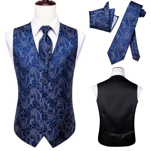 men's vests hi-tie blue vest set for suit vintage luxury paisley and tie cufflinks 100% silk formal wedding party, Black;white
men's vests hi-tie blue vest set for suit vintage luxury paisley and tie cufflinks 100% silk formal wedding party, Black;white