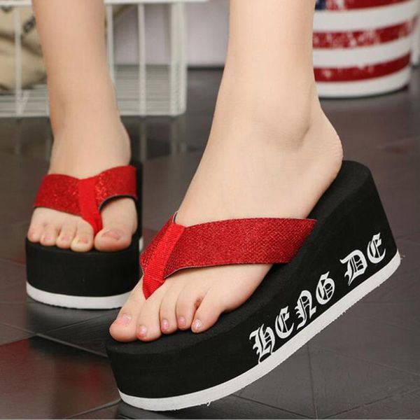 slippers summer platform women shoes beach sandals sequin slope with heavy-bottomed flip flops breathable shiny wedge xx95, Black
slippers summer platform women shoes beach sandals sequin slope with heavy-bottomed flip flops breathable shiny wedge xx95, Black
