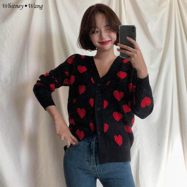 women's sweaters whitney wang 2021 autumn winter fashion streetwear korean style sweet hear cardigan women jumper ww-2355, White;black
women's sweaters whitney wang 2021 autumn winter fashion streetwear korean style sweet hear cardigan women jumper ww-2355, White;black
