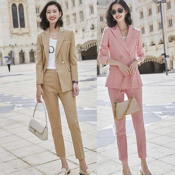 women blazer suit slim fit elegant double breasted 2 pieces set women's two piece pants, White
women blazer suit slim fit elegant double breasted 2 pieces set women's two piece pants, White