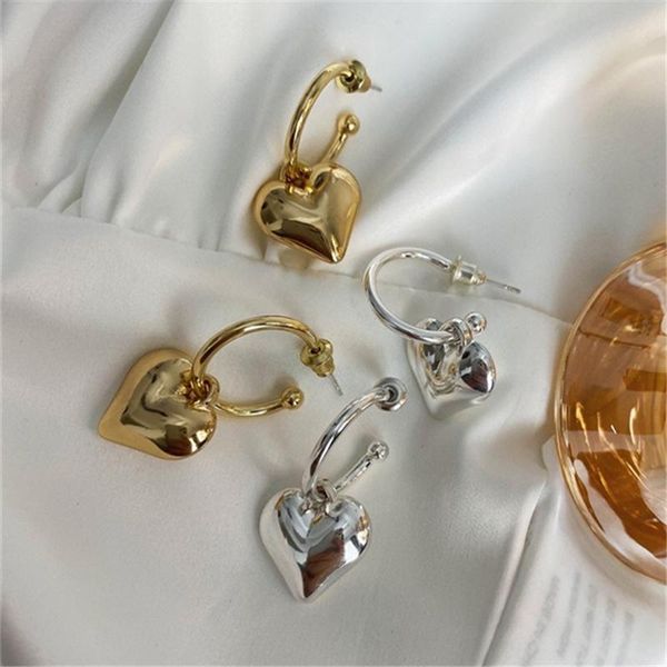 hoop & huggie aomu 2021 french retro simple metal gold silver color peach heart earrings for women party fashion jewelry gifts, Golden;silver
hoop & huggie aomu 2021 french retro simple metal gold silver color peach heart earrings for women party fashion jewelry gifts, Golden;silver
