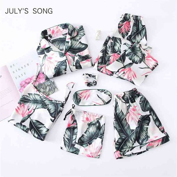 july's song 7 pieces woman pajamas sets satin silk star moon pattern pyjama sling shorts long pants sleepwear lounge 210809, Black;red
july's song 7 pieces woman pajamas sets satin silk star moon pattern pyjama sling shorts long pants sleepwear lounge 210809, Black;red