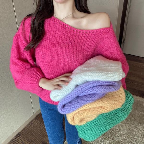 women's sweaters thick women sweater loose cute autumn oversize knitted jumper off shoulder sweet long sleeve female 2021, White;black
women's sweaters thick women sweater loose cute autumn oversize knitted jumper off shoulder sweet long sleeve female 2021, White;black