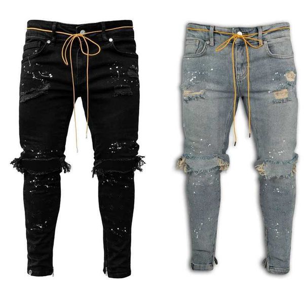 skinny jeans men slim-fit ripped paint jeans summer fahsion mid waist drawstring distressed washed men clothing lugentolo x0621, Blue
skinny jeans men slim-fit ripped paint jeans summer fahsion mid waist drawstring distressed washed men clothing lugentolo x0621, Blue