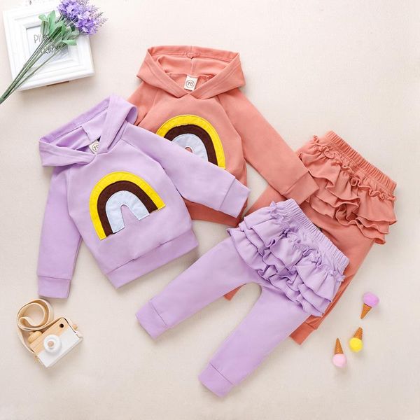 clothing sets infant baby girls rainbow pullover hoodie +ruffles pants outfits, White
clothing sets infant baby girls rainbow pullover hoodie +ruffles pants outfits, White