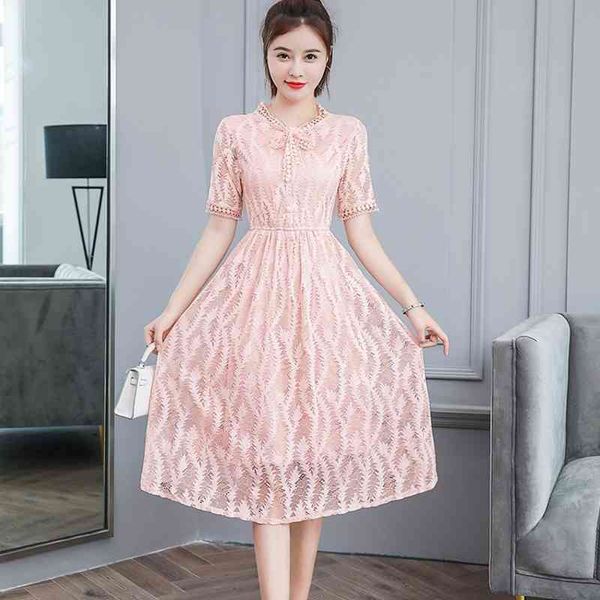 fashion summer bowknot collar beige pink dress women's short sleeve elegant hollow lace dress vestidos 210514, Black;gray
fashion summer bowknot collar beige pink dress women's short sleeve elegant hollow lace dress vestidos 210514, Black;gray