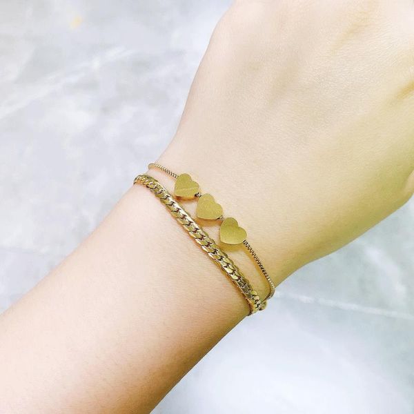 link, chain gold color stainless steel women pendant bracelet trendy heart multilayer link charm pulseras birthday gift, Black
link, chain gold color stainless steel women pendant bracelet trendy heart multilayer link charm pulseras birthday gift, Black