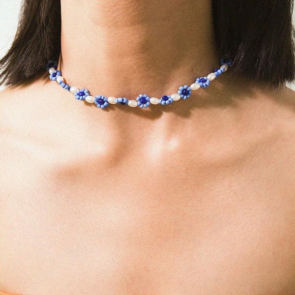 fashion simple geometric imitation pearl blue flower beaded clavicle chain for women girls party jewelry gifts chokers, Golden;silver
fashion simple geometric imitation pearl blue flower beaded clavicle chain for women girls party jewelry gifts chokers, Golden;silver