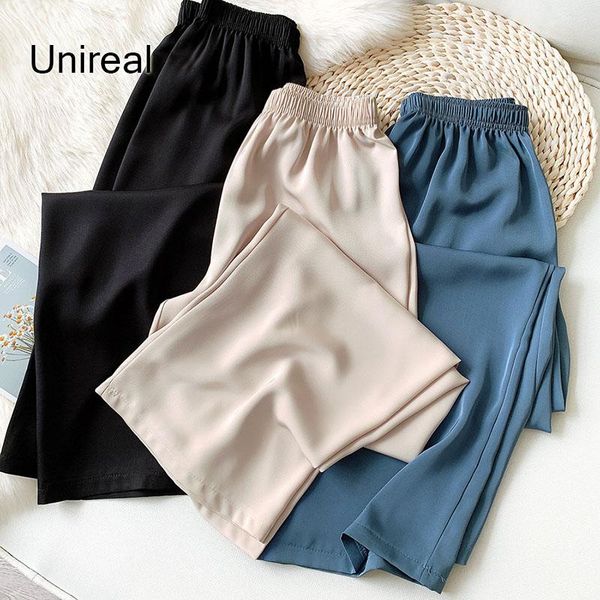 women's pants & capris unireal 2021 summer women wide leg high waist loose trousers elastic female satin, Black;white
women's pants & capris unireal 2021 summer women wide leg high waist loose trousers elastic female satin, Black;white