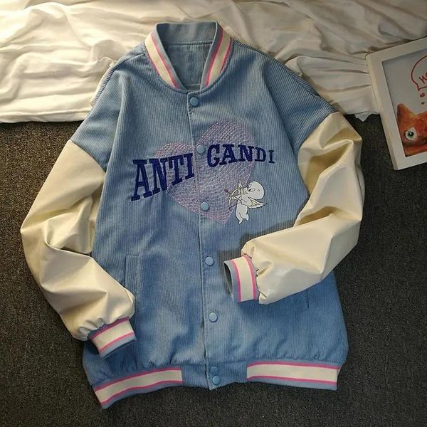 women's jackets gothic baseball jacket button y2k harajuku corduroy 2021 korean style loose angel print hip hop long-sleeved bomber coa, Black;brown
women's jackets gothic baseball jacket button y2k harajuku corduroy 2021 korean style loose angel print hip hop long-sleeved bomber coa, Black;brown