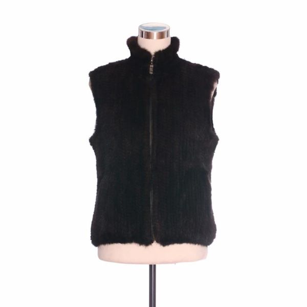 women's fur & faux zy88030 genuine knitted mink mandarin collar zipper vest waistcoat outerwear coats sleeveless jacket, Black
women's fur & faux zy88030 genuine knitted mink mandarin collar zipper vest waistcoat outerwear coats sleeveless jacket, Black