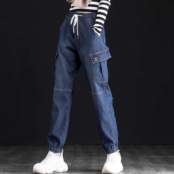 women's jumpsuits & rompers vintage woman jeans cargo pants elastic waist high autumn loose ankle banded for women denim 1qgm, Black;white
women's jumpsuits & rompers vintage woman jeans cargo pants elastic waist high autumn loose ankle banded for women denim 1qgm, Black;white