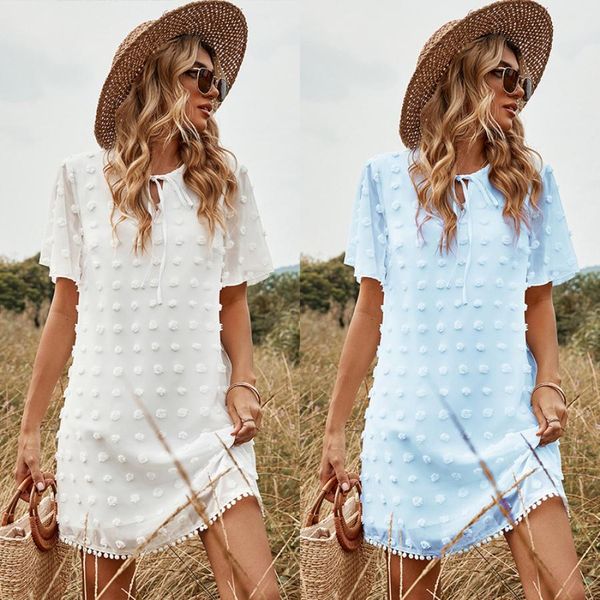 casual dresses 2022 women's spring and summer short sleeve skirt white chiffon jacquard polka dot dress, Black;gray
casual dresses 2022 women's spring and summer short sleeve skirt white chiffon jacquard polka dot dress, Black;gray