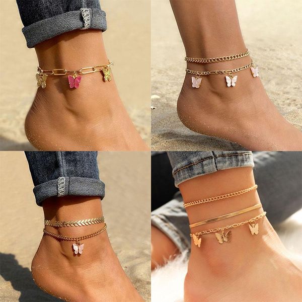 anklets cute butterfly charm ankle bracelet for women boho gold link chain jewelry girls foot beach accessories, Red;blue
anklets cute butterfly charm ankle bracelet for women boho gold link chain jewelry girls foot beach accessories, Red;blue