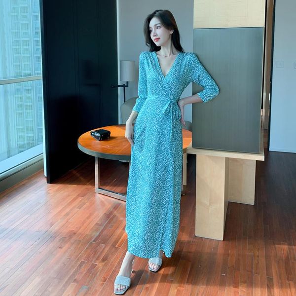 casual dresses print v-neck three-quarter sleeve korea women bohemian beach maxi wrap elegant ladies holiday dress clothes high split, Black;gray
casual dresses print v-neck three-quarter sleeve korea women bohemian beach maxi wrap elegant ladies holiday dress clothes high split, Black;gray