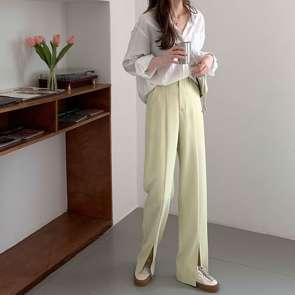 stylish chic high waist wide leg solid female trousers spring summer loose pockets slits women suit pants 210510, Black;white
stylish chic high waist wide leg solid female trousers spring summer loose pockets slits women suit pants 210510, Black;white