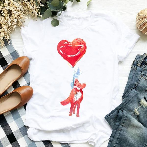 and women lady fox love mens heart printed ladies short sleeve tee female clothes graphic, White;black
and women lady fox love mens heart printed ladies short sleeve tee female clothes graphic, White;black