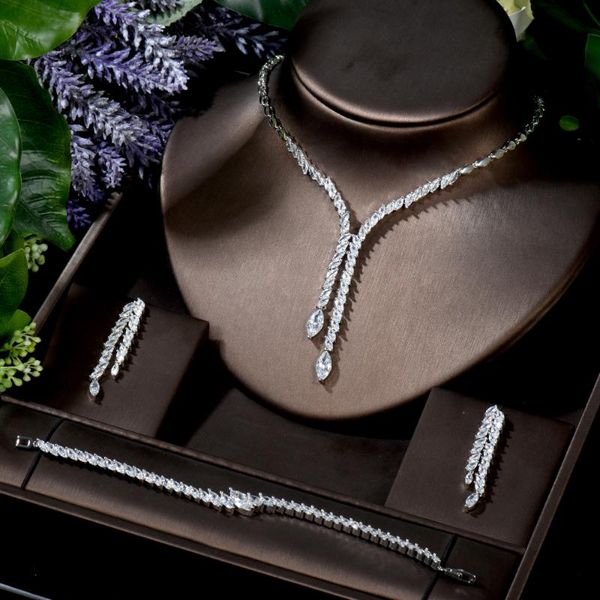 earrings & necklace hibride trendy clear cz korean bridal jewelry sets 3pcs earring bracelet collares bizuteria damsk n-1694, Silver
earrings & necklace hibride trendy clear cz korean bridal jewelry sets 3pcs earring bracelet collares bizuteria damsk n-1694, Silver