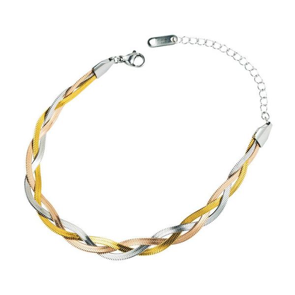 link, chain fashion stainless steel jewelry for woman bracelet simple personality tricolor braided braid bryzambb, Black
link, chain fashion stainless steel jewelry for woman bracelet simple personality tricolor braided braid bryzambb, Black