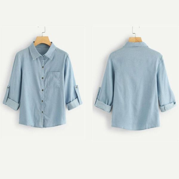 women's blouses & shirts plus size womens button up long sleeve loose fit casual denim shirt jeans blouse tee ladies plain office work, White
women's blouses & shirts plus size womens button up long sleeve loose fit casual denim shirt jeans blouse tee ladies plain office work, White