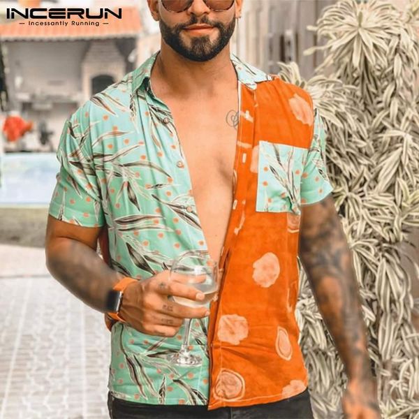 men hawaiian shirt streetwear print patchwork lapel vacation short sleeve casual summer camisa masculina s-3xl incerun men's shirts, White;black
men hawaiian shirt streetwear print patchwork lapel vacation short sleeve casual summer camisa masculina s-3xl incerun men's shirts, White;black