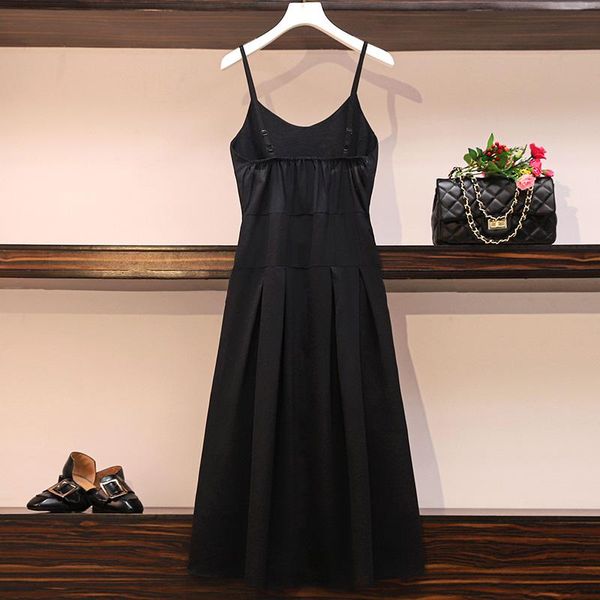 casual dresses and summer of 2021 the fat younger sister show thin render condole belt dress fairy temperament little black, Black;gray 
casual dresses and summer of 2021 the fat younger sister show thin render condole belt dress fairy temperament little black, Black;gray