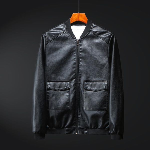 & faux fur autumn pu slim collar casual leather jacket men's fashion pure color large pocket, Black
& faux fur autumn pu slim collar casual leather jacket men's fashion pure color large pocket, Black