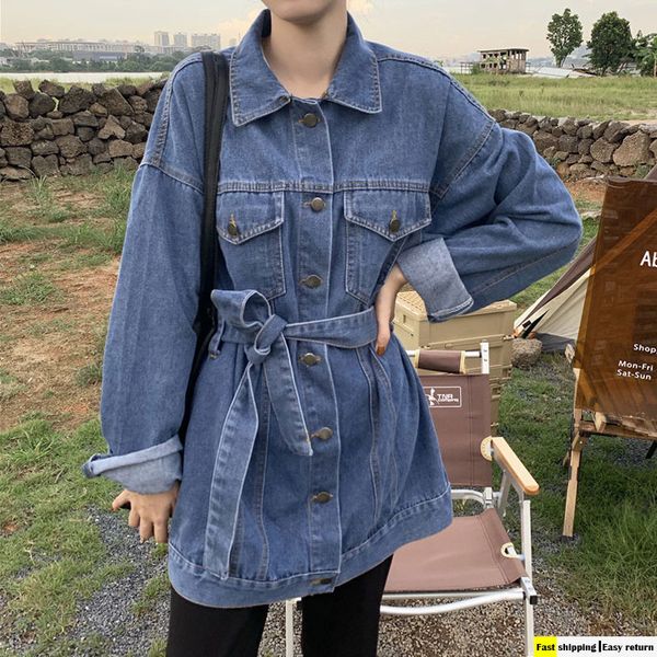 women's jackets baggy jean jacket, women's jacket with a casual belt bf for fall lwgt, Black;brown 
women's jackets baggy jean jacket, women's jacket with a casual belt bf for fall lwgt, Black;brown