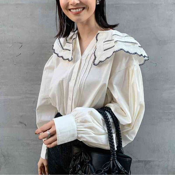 spring ruffled collar blouses women button up shirts chic embroidery woman preppy style long sleeve camisas mujer 210514, White
spring ruffled collar blouses women button up shirts chic embroidery woman preppy style long sleeve camisas mujer 210514, White