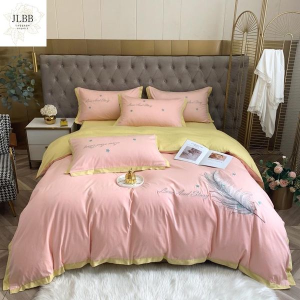 bedding sets luxury pink yellow splicing 600tc egyptian cotton set feather embroidery duvet cover flat/fitted sheet pillowcases
bedding sets luxury pink yellow splicing 600tc egyptian cotton set feather embroidery duvet cover flat/fitted sheet pillowcases