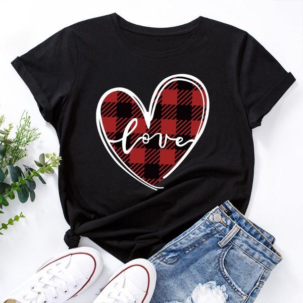 women's t-shirt creative plaid heart print women plus size o-neck short sleeve 100%cotton tee shirt harajuku graphic ladies tshirt, White
women's t-shirt creative plaid heart print women plus size o-neck short sleeve 100%cotton tee shirt harajuku graphic ladies tshirt, White