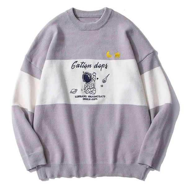 men's sweaters vintage astronaut's standard block-colored sweater streetwear hip hop retro autou, White;black
men's sweaters vintage astronaut's standard block-colored sweater streetwear hip hop retro autou, White;black