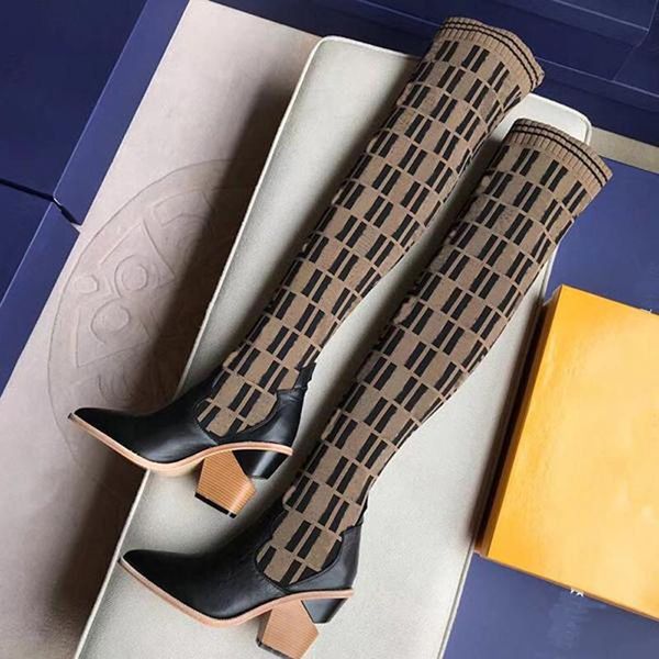 luxury 2021 outdoor fashion women's 22 inch knitted socks boots 9.5cm thigh high breathable elastic pointed toe short heel, Black
luxury 2021 outdoor fashion women's 22 inch knitted socks boots 9.5cm thigh high breathable elastic pointed toe short heel, Black