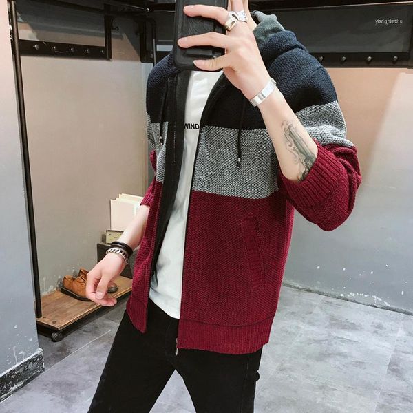men's sweaters autumn and winter knitted cardigan sweater hooded thickened korean fashion loose coat man1, White;black
men's sweaters autumn and winter knitted cardigan sweater hooded thickened korean fashion loose coat man1, White;black