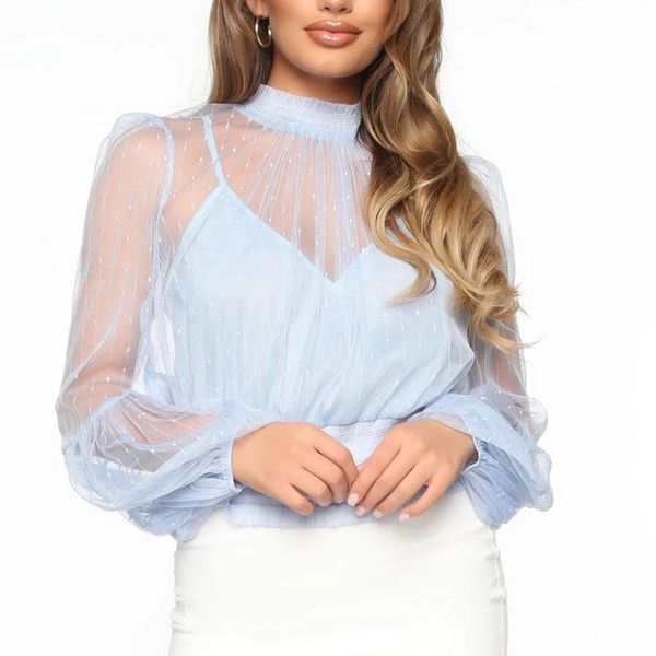 summer european and american women's perspective chiffon mesh pleated polka dot shirt t-shirt, White
summer european and american women's perspective chiffon mesh pleated polka dot shirt t-shirt, White