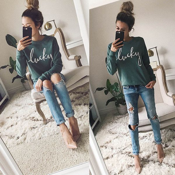 women's hoodies & sweatshirts solid women luckly letter print o neck long sleeve casual spring hoody fashion pullovers female niai, Black
women's hoodies & sweatshirts solid women luckly letter print o neck long sleeve casual spring hoody fashion pullovers female niai, Black