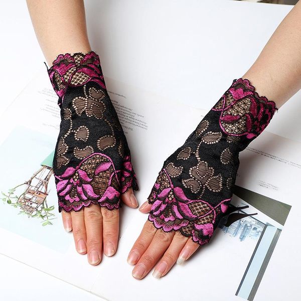 five fingers gloves women summer thin sunscreen fingerless hollow jacquard floral lace contrast color dance party driving riding mittens, Blue;gray
five fingers gloves women summer thin sunscreen fingerless hollow jacquard floral lace contrast color dance party driving riding mittens, Blue;gray