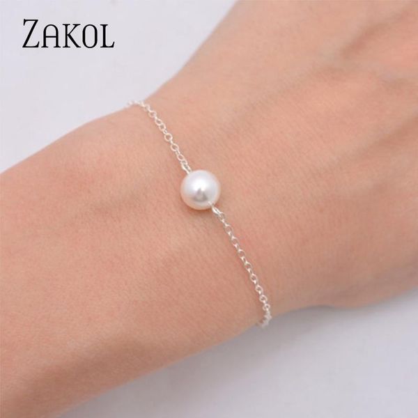 link, chain zakol simple fashion round imitation pearls bracelets engagement party accessories charm jewelry for women ib008, Black
link, chain zakol simple fashion round imitation pearls bracelets engagement party accessories charm jewelry for women ib008, Black