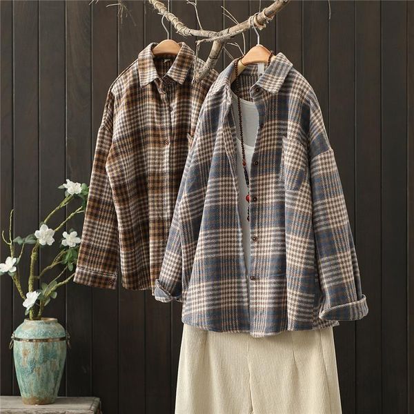 women's blouses & shirts blouse women woolen plaid shirt padded coat blusas ropa de mujer, White
women's blouses & shirts blouse women woolen plaid shirt padded coat blusas ropa de mujer, White
