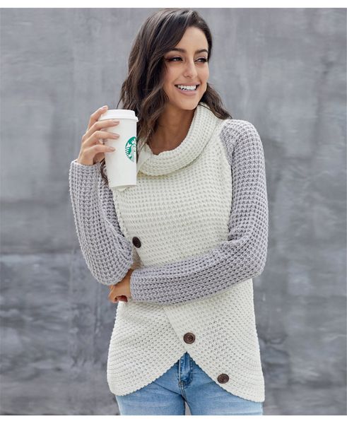 sweater women blouses contrast single-sided asymmetric breasted hem jumper winter knitted shirt, White;black
sweater women blouses contrast single-sided asymmetric breasted hem jumper winter knitted shirt, White;black