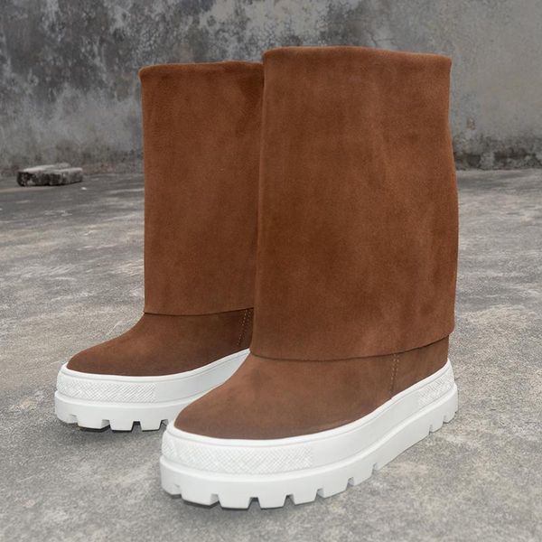 boots brown nubuck genuine leather platform 10cm height increasing mid calf cowboy for women luxury causal female shoes, Black
boots brown nubuck genuine leather platform 10cm height increasing mid calf cowboy for women luxury causal female shoes, Black