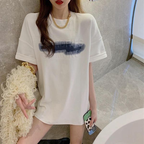 women's t-shirt 2021 summer mid-length korean style aesthetic fashion oversize shirt cotton women, White
women's t-shirt 2021 summer mid-length korean style aesthetic fashion oversize shirt cotton women, White