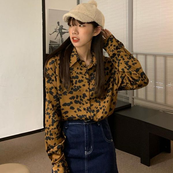 women's blouses & shirts loose leopard clothing vintage long sleeve turn-down collar female hipster fashion brand, White
women's blouses & shirts loose leopard clothing vintage long sleeve turn-down collar female hipster fashion brand, White