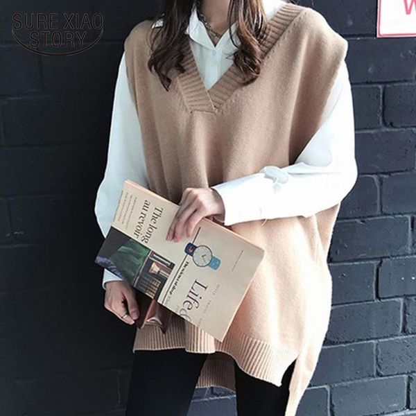 women's sweaters v neck pollover knitted vest sleeveless oversized warm sweater women autumn winter jumper pull femme 12239, White;black
women's sweaters v neck pollover knitted vest sleeveless oversized warm sweater women autumn winter jumper pull femme 12239, White;black