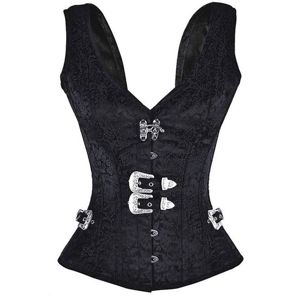 bustiers & corsets women gothic steampunk corset vest steel boned bustier black goth clothing back support bodice lace up corselet party cos, Black;white
bustiers & corsets women gothic steampunk corset vest steel boned bustier black goth clothing back support bodice lace up corselet party cos, Black;white