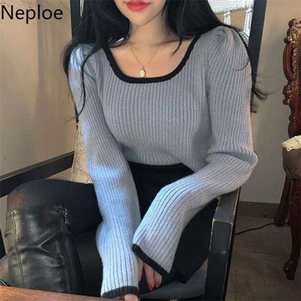 neploe women sweaters puff long sleeve striped knit autumn winter korean cropped sweater fashion y2k pullovers clothes 211011, White;black
neploe women sweaters puff long sleeve striped knit autumn winter korean cropped sweater fashion y2k pullovers clothes 211011, White;black