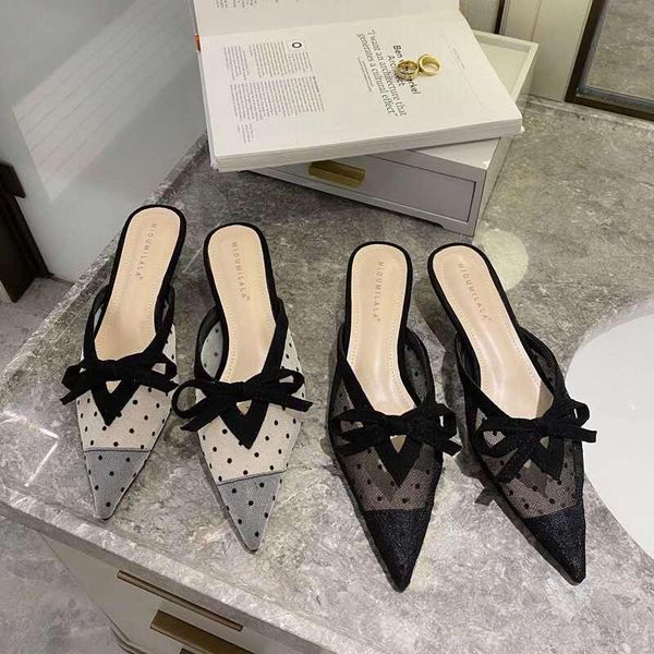 bailamos fashion women slippers wave point mesh bowtie female mules flat casual pointed toe slides elegant ladies sandals, Black
bailamos fashion women slippers wave point mesh bowtie female mules flat casual pointed toe slides elegant ladies sandals, Black