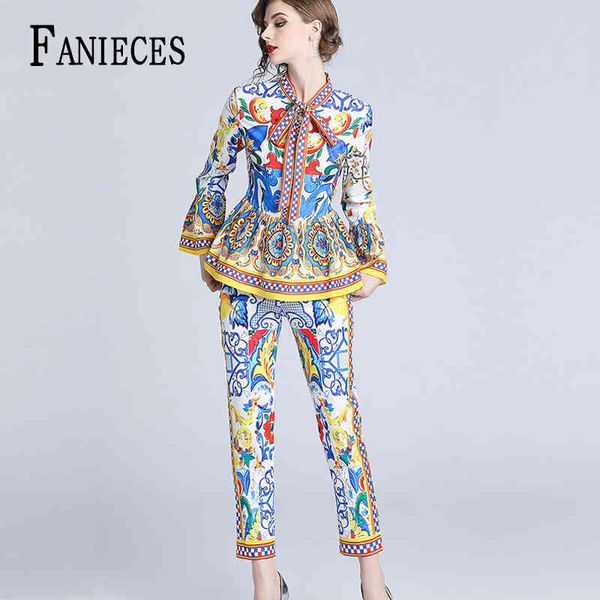 ins fashion runway pants suit sets women's long sleeve bow collar print blouses and casual office lady two pieces set 210520, White
ins fashion runway pants suit sets women's long sleeve bow collar print blouses and casual office lady two pieces set 210520, White